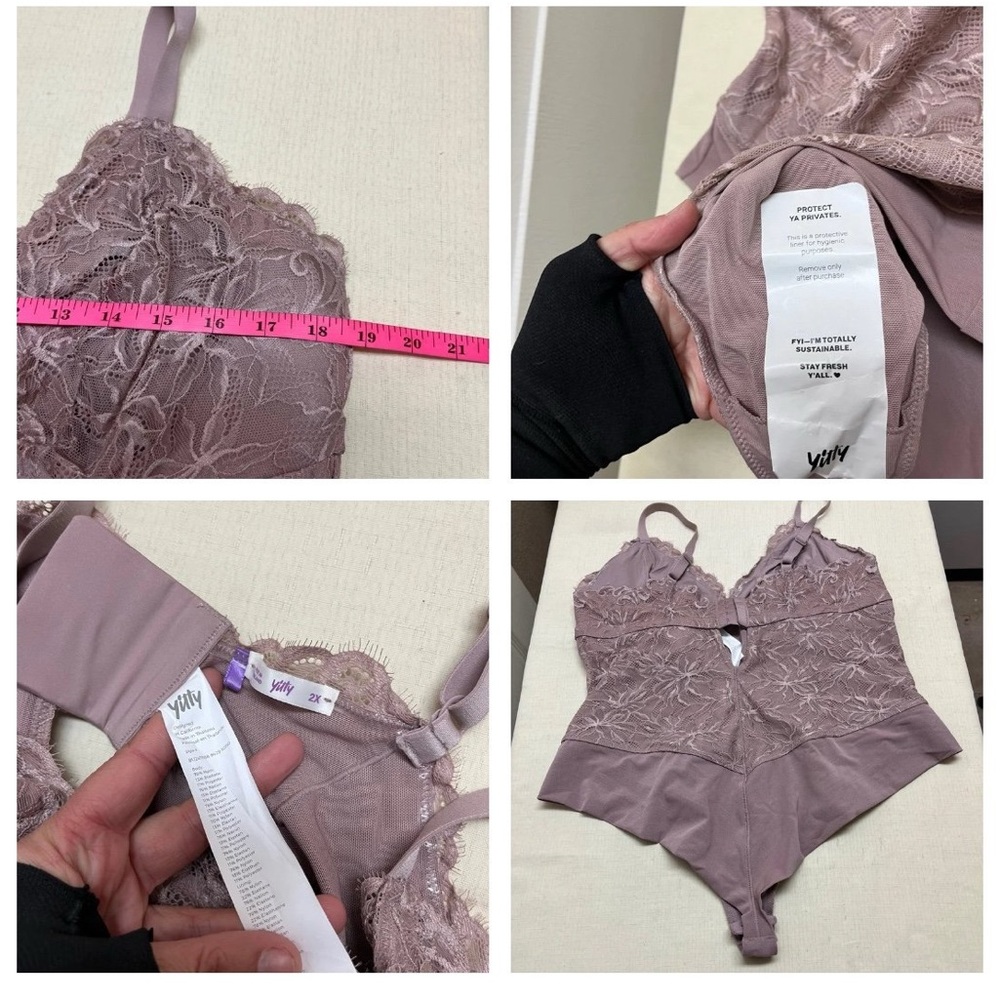NWOT Yitty x Fabletics 2X mink shade lace bodysuit - Picture 4 of 10